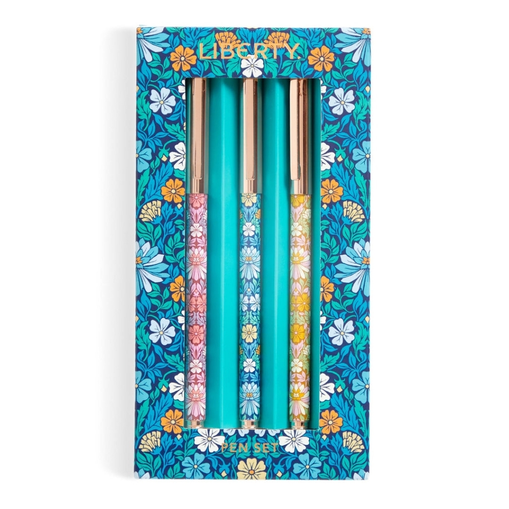 🌸 Liberty of London Moon Flower 3 Pen Set. New with tags!